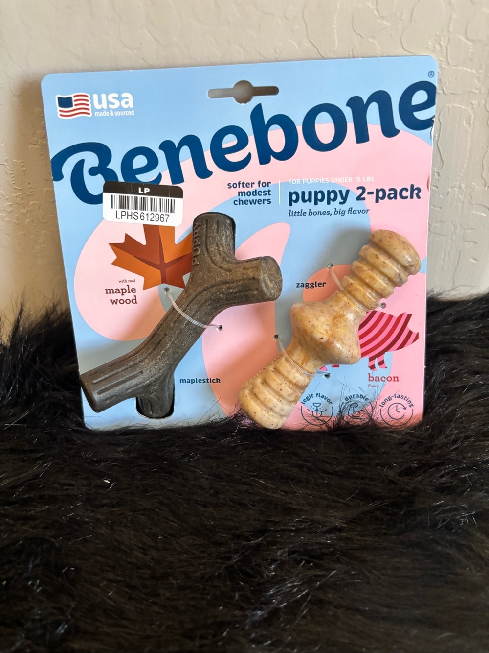 NIB Benebone Puppy 2-Pack Chew Toy Set - Brown & Tan